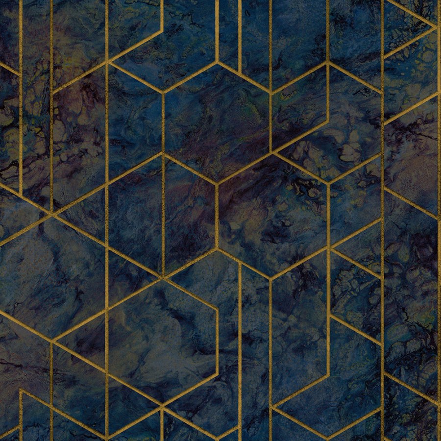 Geometrijska mramorna plava flis tapeta za zid WL2503 | Ljepilo besplatno - Grandeco