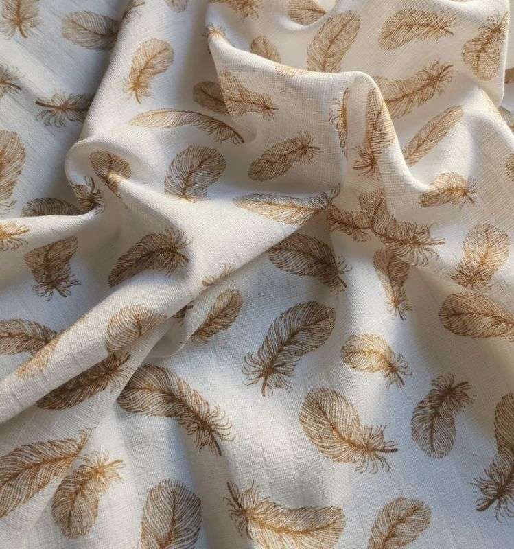 PREM platnena pelena s printom Pero smeđa Pamuk, 70/70 cm - Pelene, ručnici, washcloths