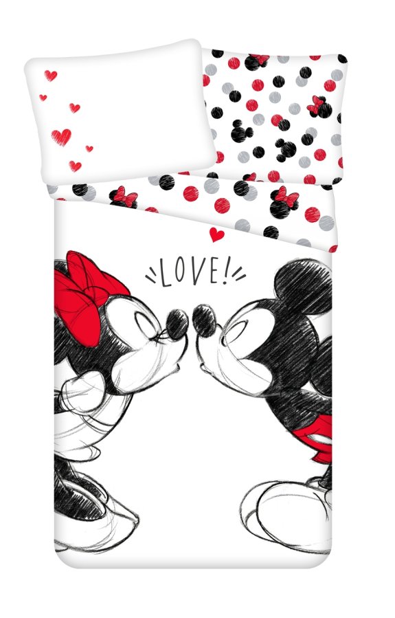Posteljina Mickey and Minnie "Love 04" 140x200, 70x90 cm - Licencirana posteljina