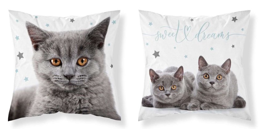 DETEXPOL Navlaka za jastuk mačka siva mikro poliester, 40/40 cm - pokrivači za jastuke