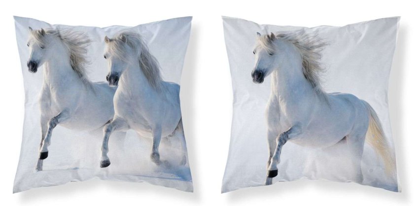DETEXPOL Jastučnica Konji bijeli mikro poliester, 40/40 cm - pokrivači za jastuke