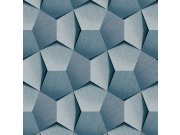 Geometrijska plava flis tapeta A54603 | Ljepilo besplatno Na skladištu