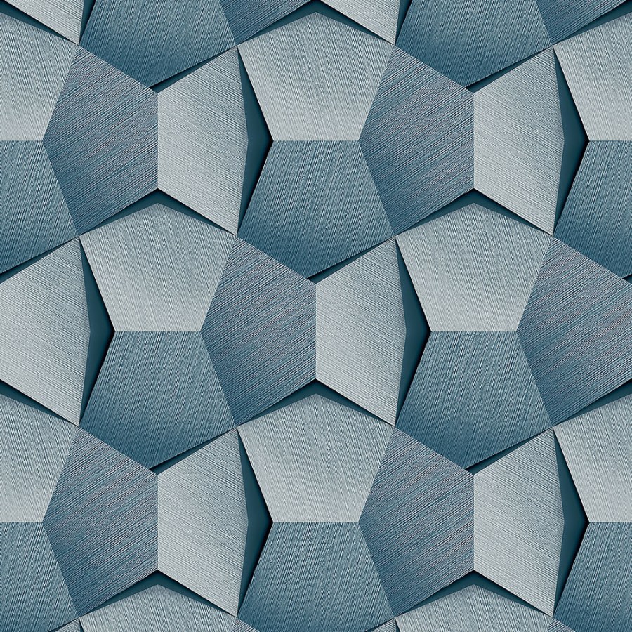 Geometrijska plava flis tapeta A54603 | Ljepilo besplatno - Na skladištu