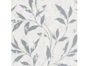 Bijelo-siva flis tapeta cvijeće A48301 | Ljepilo besplatno Na skladištu