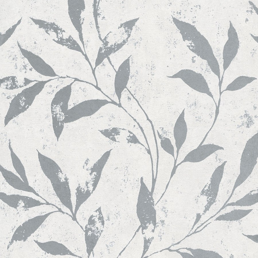 Bijelo-siva flis tapeta cvijeće A48301 | Ljepilo besplatno - Na skladištu