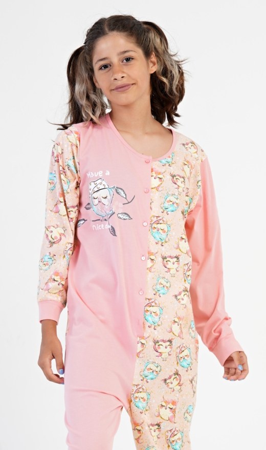 Dječji kombinezon Sova - Pidžama djevojke s dugim rukavima