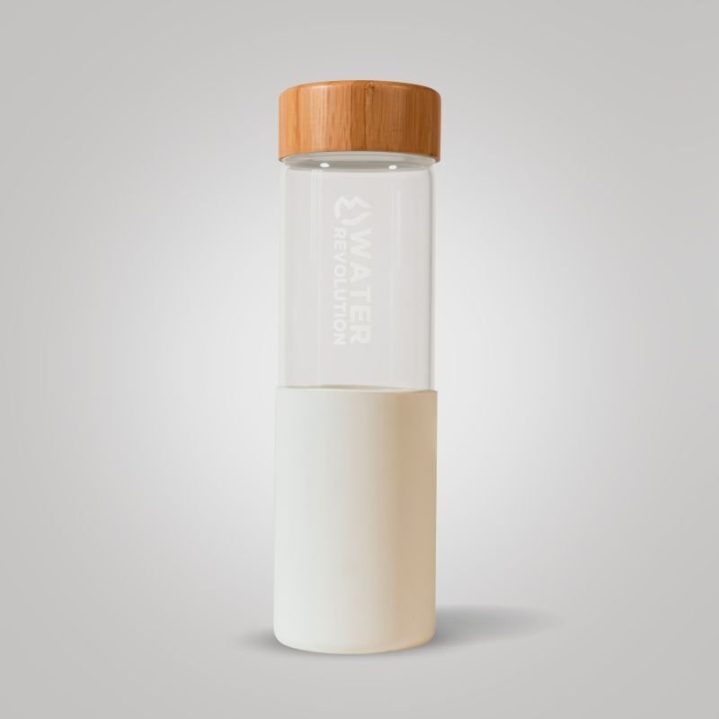 Water Revolution Staklena boca za piće u silikonskom poklopcu, bijelo borosilikatno staklo, Silikon, 660 ml - boce za vodu