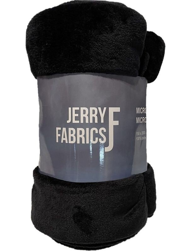 JERRY FABRICS Pokrivač mikroflannel super mekani crni poliester, 150/200 cm