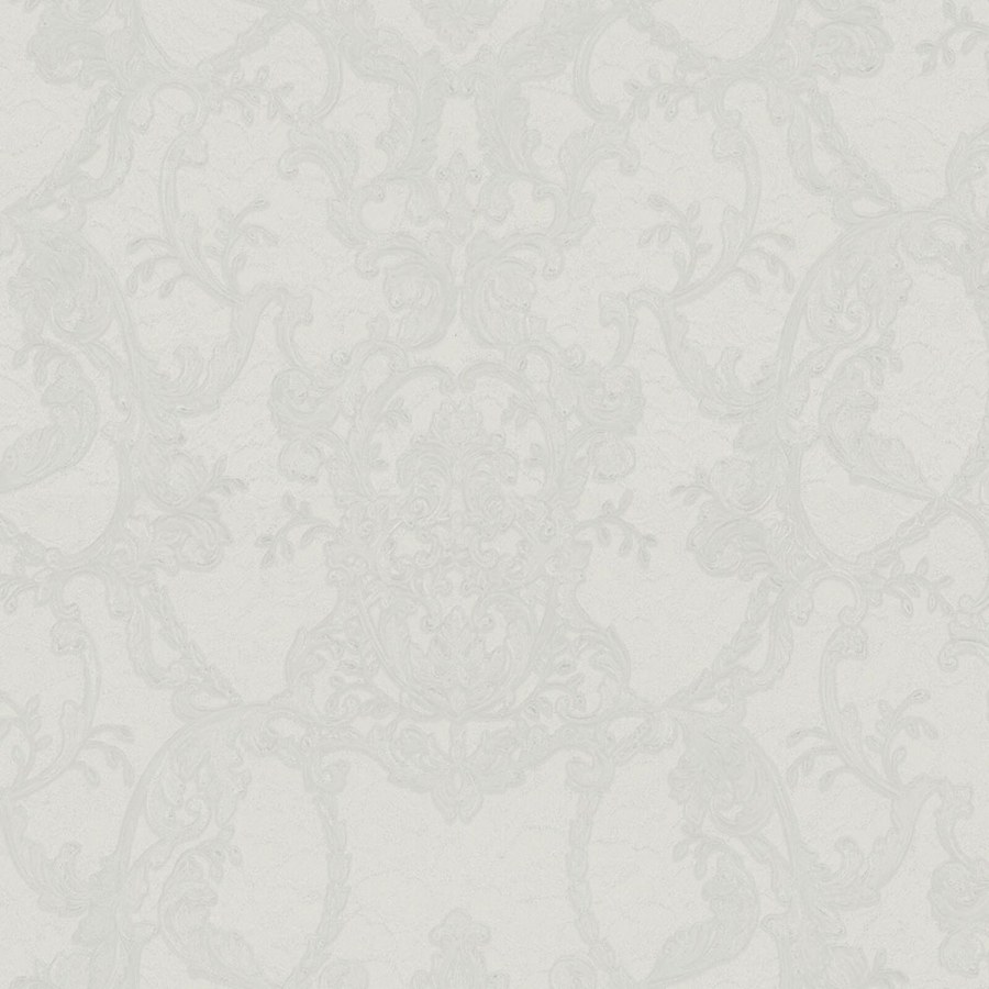 Bijelo-srebrna ornamentalna flis tapeta s vinil površinom Z80040 Philipp Plein | Ljepilo besplatno - Zambaiti Parati