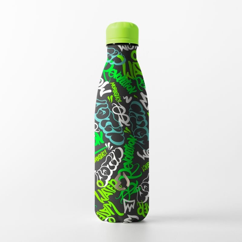Water Revolution Termosica od nehrđajućeg čelika Fashion Graffiti Green Food Grade Stainless Steel 18/8, 500 ml