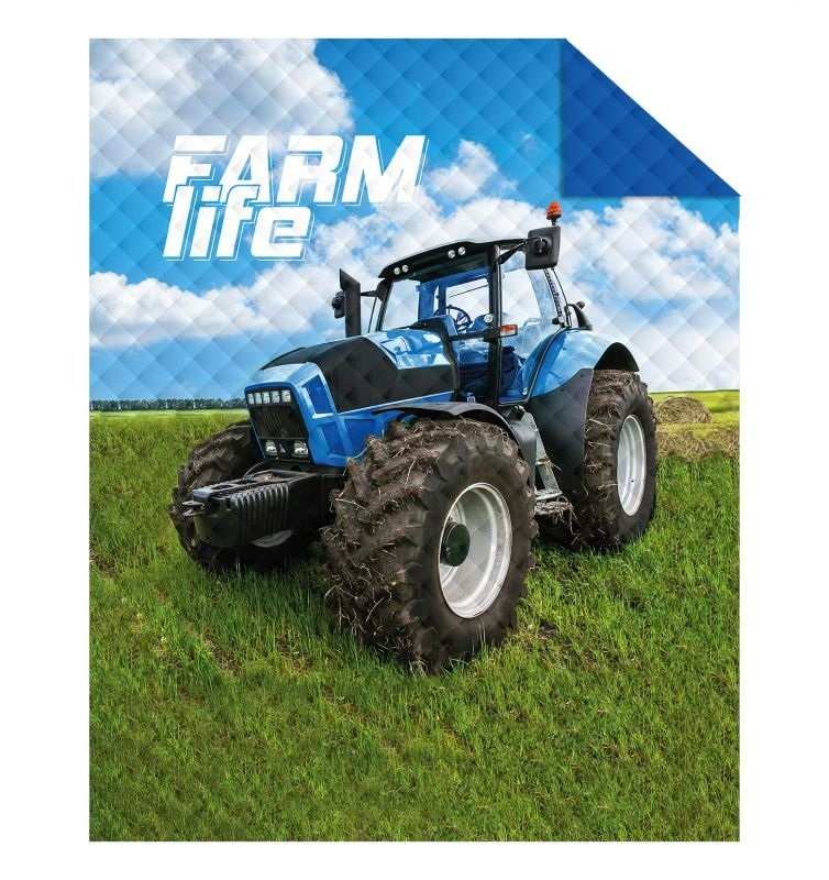DETEXPOL Prekrivač Tractor blue farm Poliester, 170/210 cm