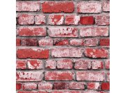 Periva vinilna tapeta za zid crvena ciglova zid, 555172 | Ljepilo besplatno Na skladištu