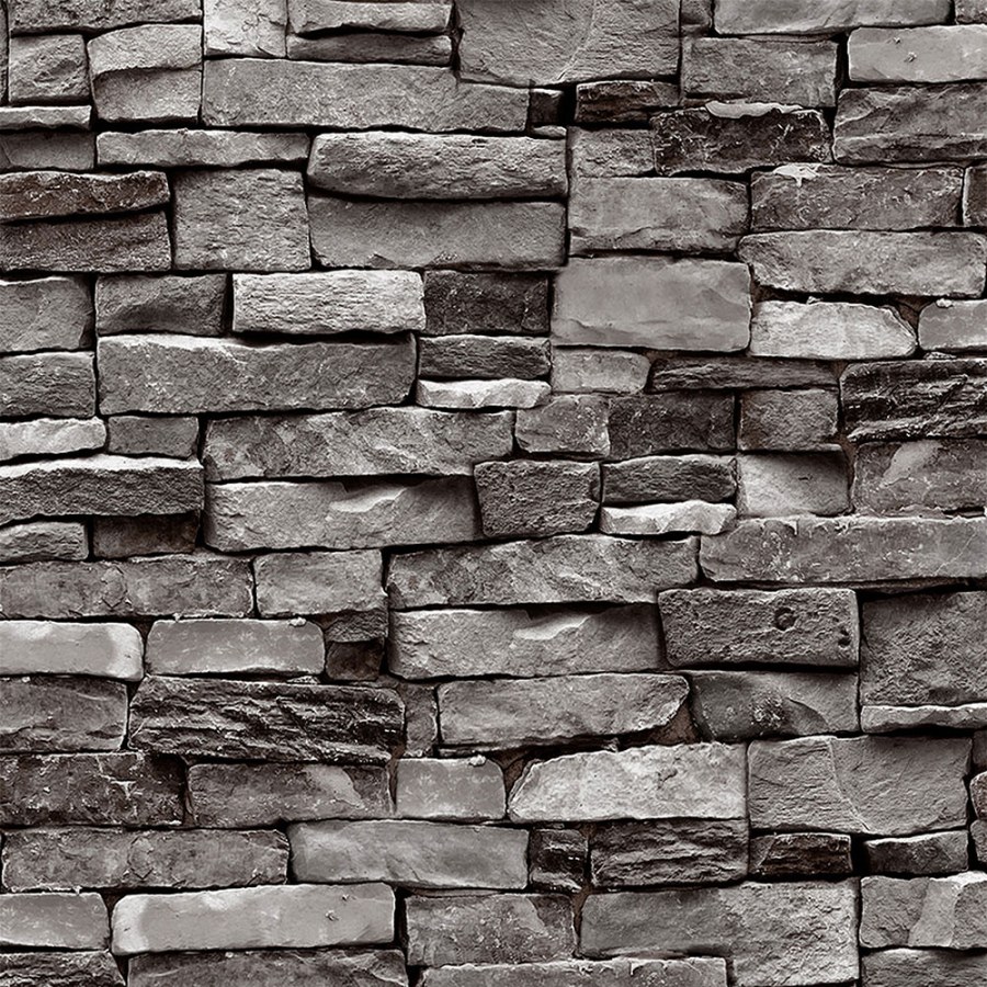 Periva vinilna tapeta kamena zid siva 555193 | Ljepilo besplatno - Na skladištu
