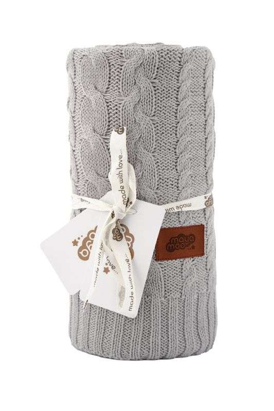 DETEXPOL Pletena pamučna dekica za dječja kolica siva Pamuk, 80/100 cm - pletene deke
