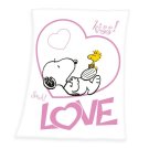 HERDING Fleece deka Snoopy Love poliester, 130/170 cm Deke i vreće za spavanje - deke od flisa