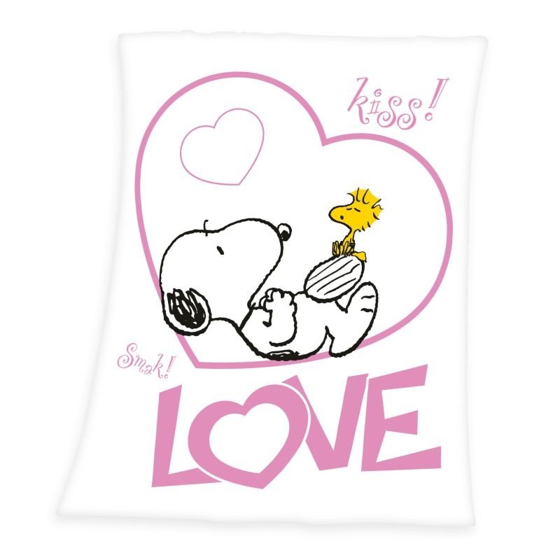 HERDING Fleece deka Snoopy Love poliester, 130/170 cm