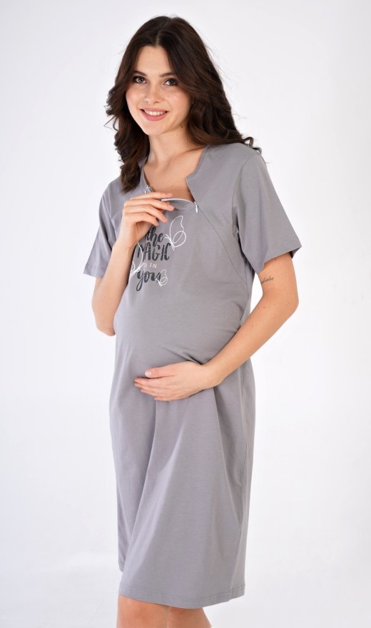 Ženska spavaćica za trudnice Magic - Spavačica za dojenje s kratkim rukavima