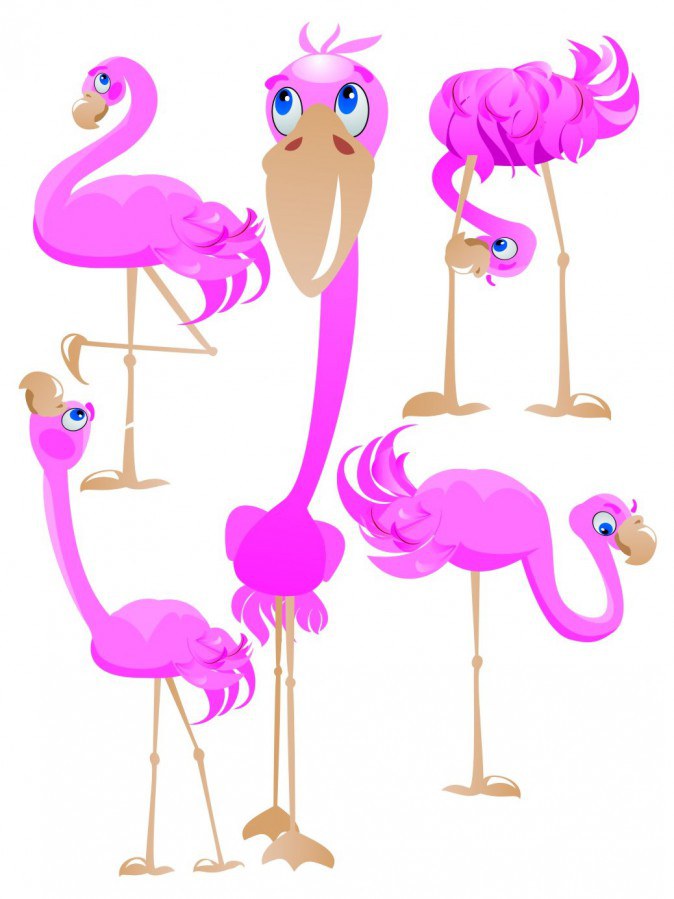 Dječje naljepnice Flamingosi K-1023, 85x65 cm - Naljepnice za dječju sobu