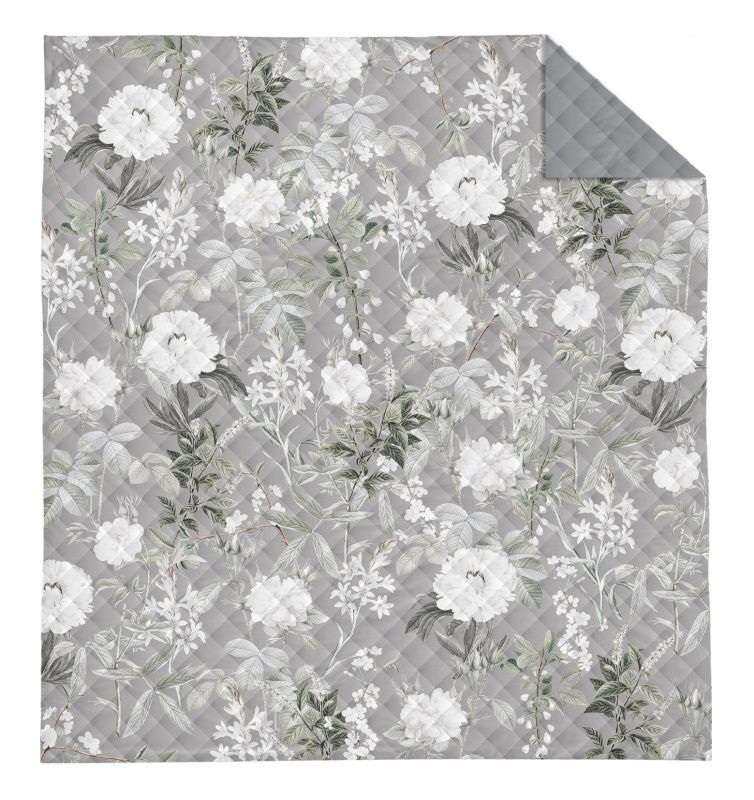 DETEXPOL Prekrivač Flowers sivi Poliester, 170/210 cm