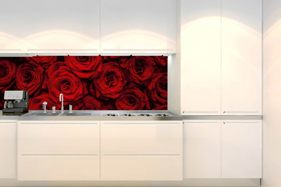 Samoljepljiva fototapeta za kuhinju KI-180-132 Crvena ruža | 180 x 60 cm