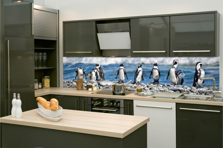 Samoljepljiva fototapeta za kuhinju KI-260-112 Pingvini | 260 x 60 cm - Za kuhinje