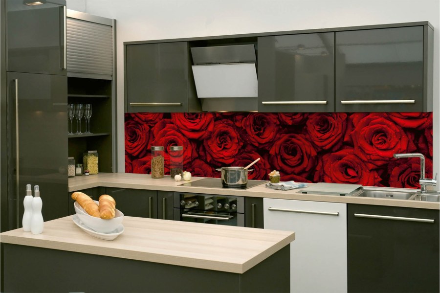 Samoljepljiva fototapeta za kuhinju KI-260-132 Crvena ruža | 260 x 60 cm - Za kuhinje