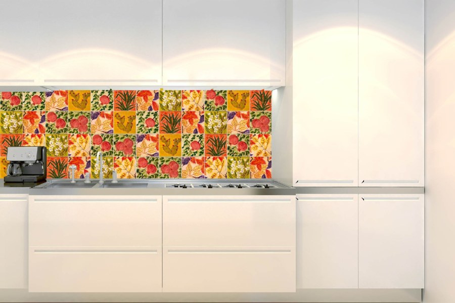 Samoljepljiva fototapeta za kuhinju KI-180-166 Oslikane pločice | 180 x 60 cm - Za kuhinje