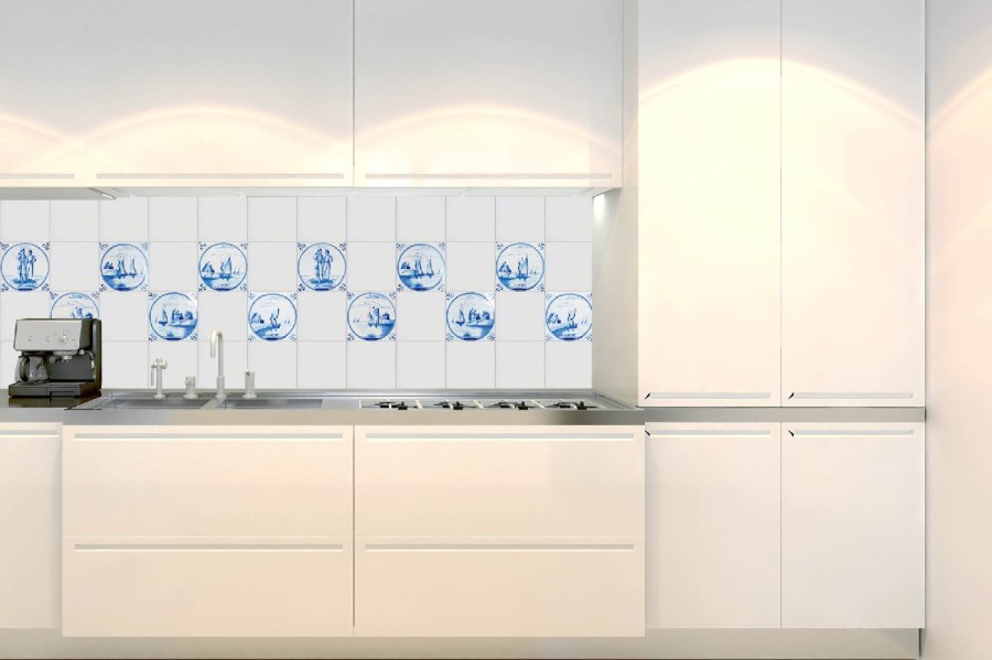 Samoljepljiva fototapeta za kuhinju KI-180-167 Plave pločice | 180 x 60 cm - Za kuhinje