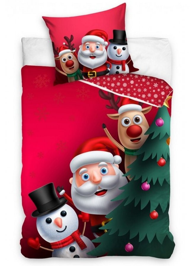 Božićna posteljina od pamuka Pozdravi sa Sjevernog pola 140x200, 70x90 cm - Dječja posteljina Fototisak