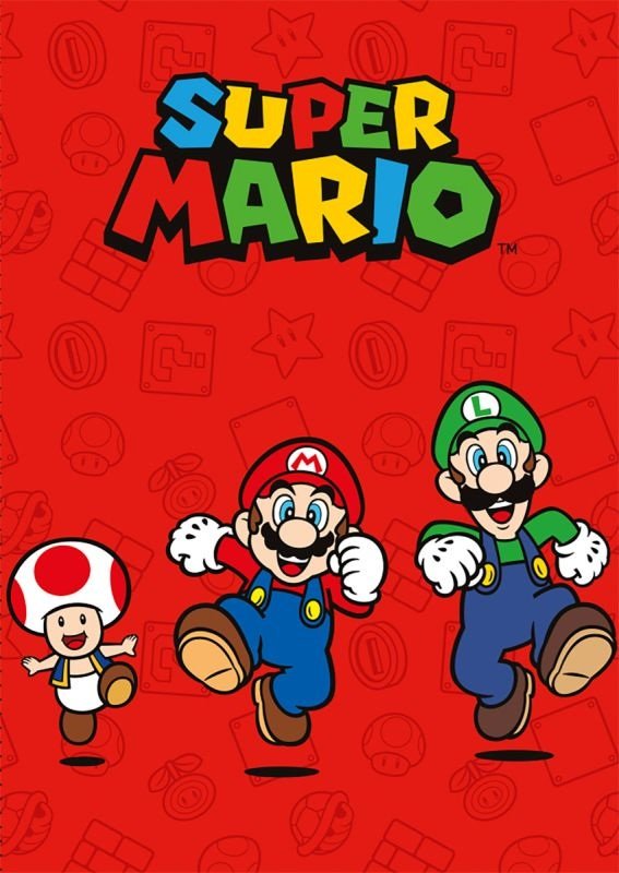 FARO Flis deka Super Mario crvena Poliester, 100/140 cm - deke od flisa