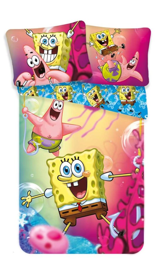 Posteljina Sponge Bob plava 140x200, 70x90 cm - Licencirana posteljina