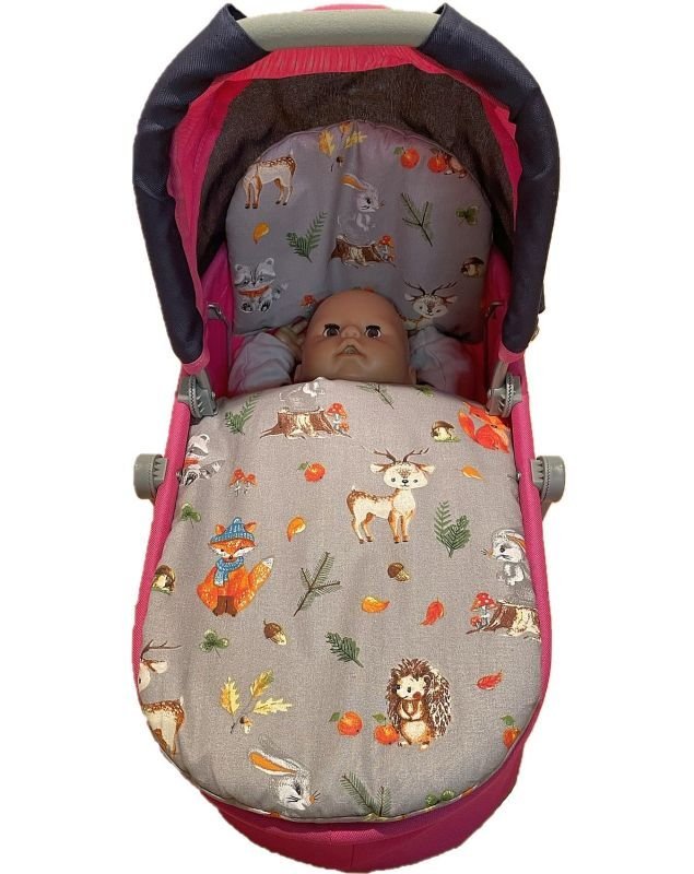 SDS Jastuci za kolica za lutke Životinje iz šume Pamuk, punjenje: Poliester, 1x 27x40 cm / 25x20 cm - poplune za lutke