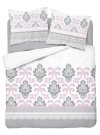 DETEXPOL Francuska posteljina Ornamenti siva-ružičasta Pamuk, 220/200, 2x70/80 cm