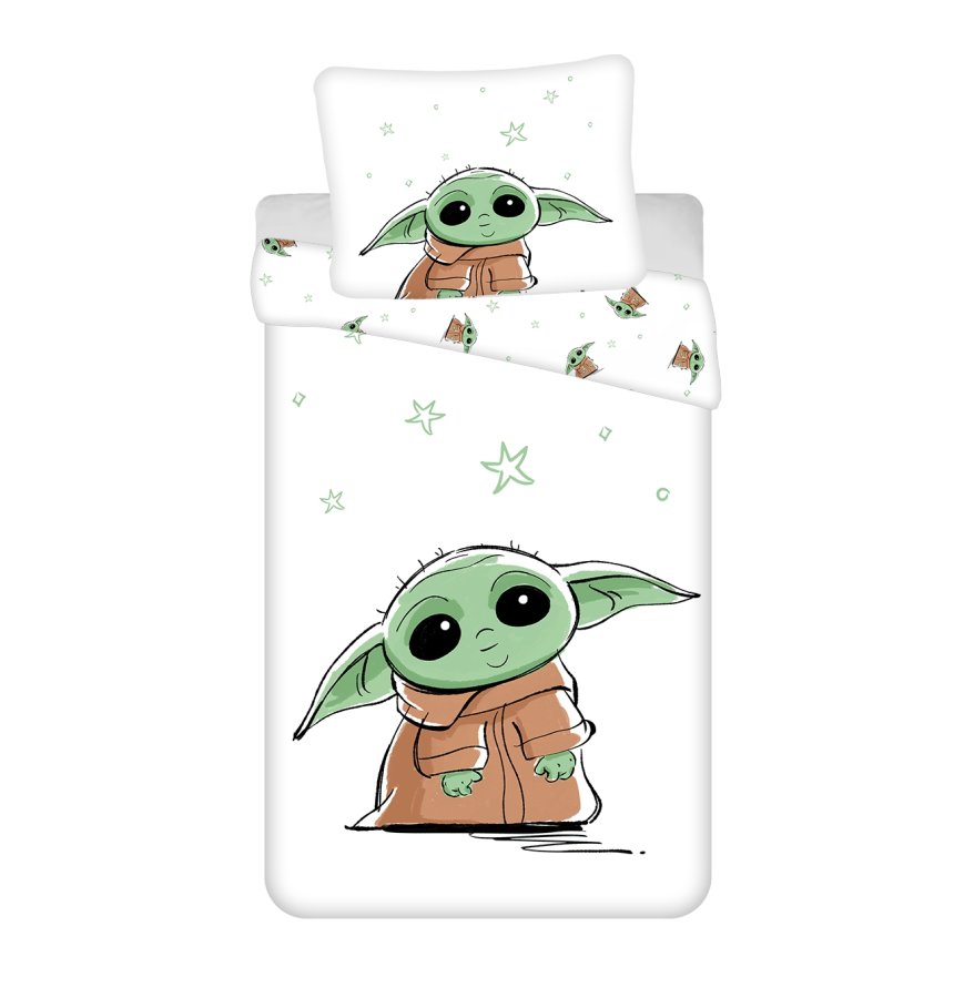 Posteljina od pamuka Star Wars Baby Yoda 140x200, 70x90 cm - Licencirana posteljina