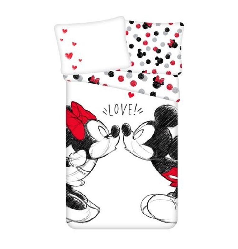 JERRY FABRICS Posteljina Mickey i Minnie Love 04 Pamuk, 140/200, 70/90 cm - Posteljina sa licencijom