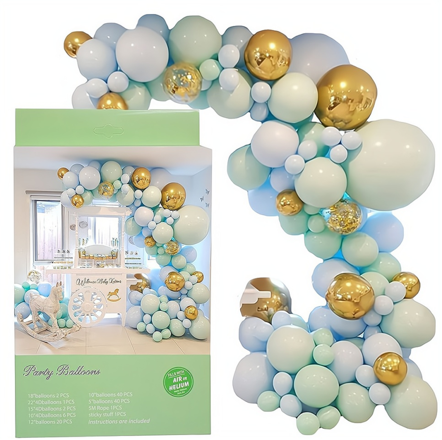 Veliki set balona za girlandu zelena-zlatna 113 kom