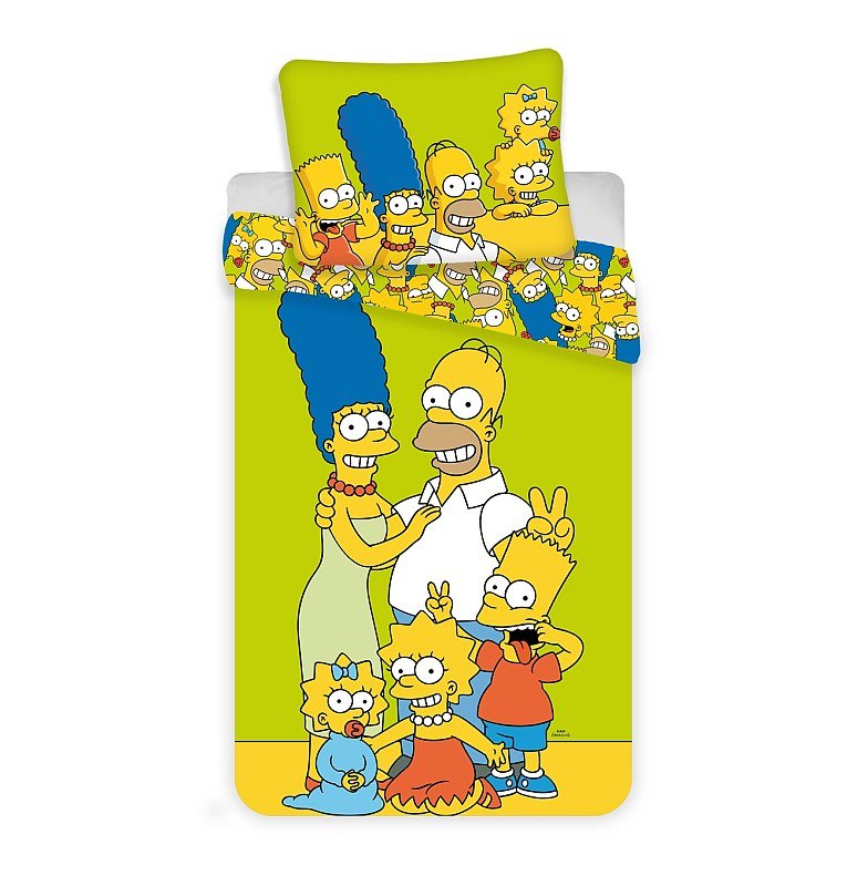 Posteljina Simpsons Family zelena 140/200, 70/90 - Posteljina sa licencijom