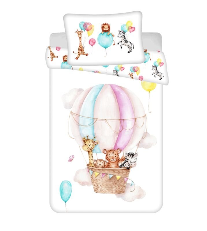 JERRY FABRICS Posteljina za dječji krevetić Životinje Leteći balon beba Pamuk, 100/135, 40/60 cm - Posteljina za krevetiće