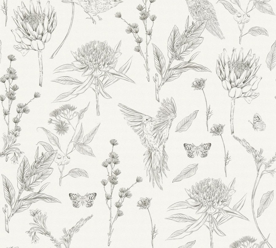 Tapeta za zid cvijeće i lišće 39429-2 | Ljepilo besplatno - AS Création
