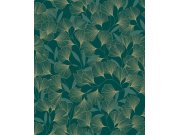 Zelena-zlatna tapeta na zid, listovi ginka, A64403 | Ljepilo besplatno