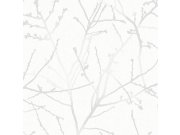 Flis sivo-bijela tapeta s grančicama, 33-275 | Ljepilo besplatno Na skladištu