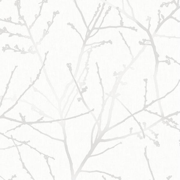 Flis sivo-bijela tapeta s grančicama, 33-275 | Ljepilo besplatno - Na skladištu