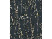 Crno-zlatna tapeta s travama, A64203 | Ljepilo besplatno Na skladištu