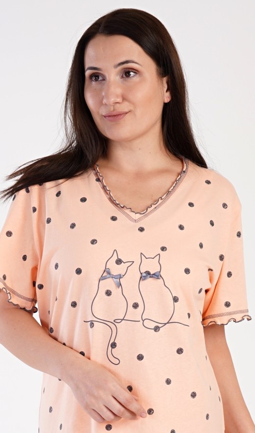 Damska noćna košulja s kratkim rukavom Mačke - Ženske košulje s kratkim rukavima
