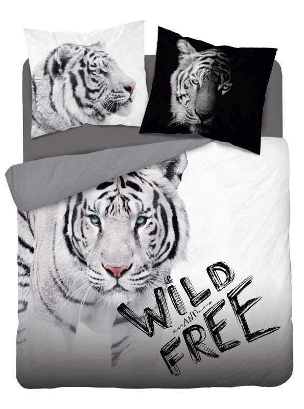 DETEXPOL Francuska posteljina Bijeli Tigar Wild Free 220/200, 2x70/80 cm - Posteljina foto print