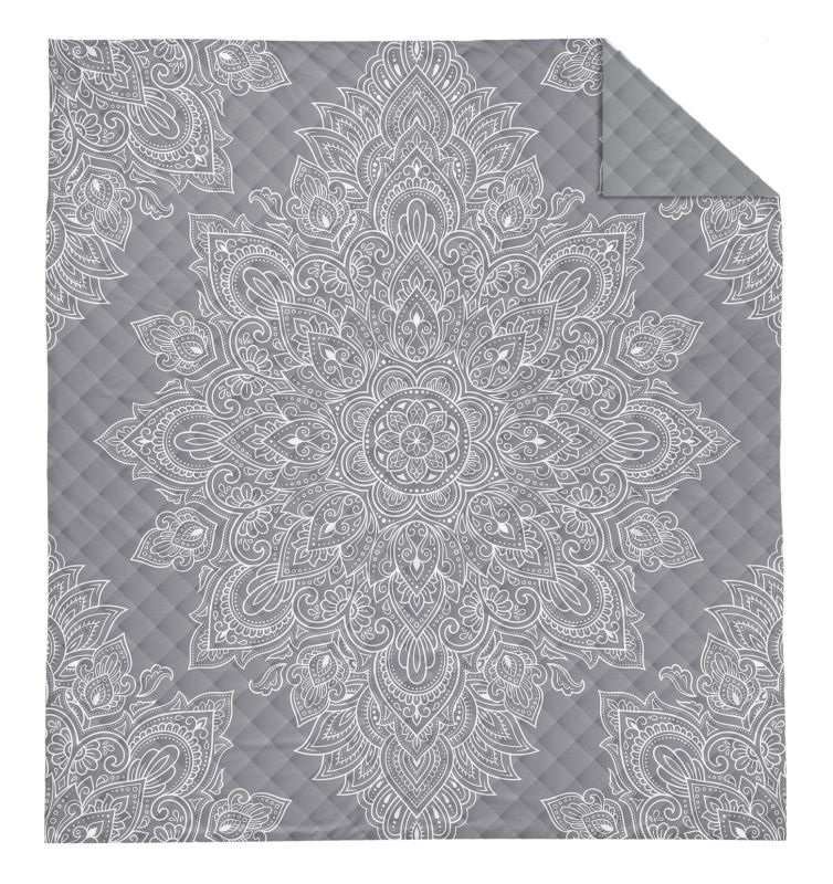 DETEXPOL Navlaka za krevet Mandala siva Polyester, 170/210 cm - Pokrivači