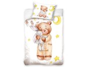 Površina od pamuka za krevetić Medvjedić i Usnulić 100x135, 40x60 cm Posteljina za krevete - Dječja posteljina - Dječja posteljina za bebe - Dječja posteljina licencirana