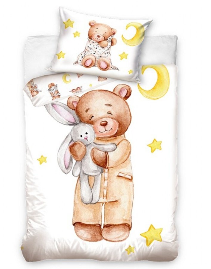 Površina od pamuka za krevetić Medvjedić i Usnulić 100x135, 40x60 cm - Dječja posteljina licencirana