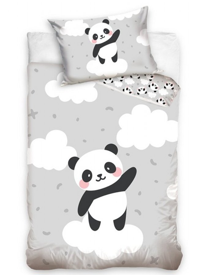 Panda na oblačku pamučna posteljina za dječji krevetić 100x135, 40x60 cm - Dječja posteljina licencirana