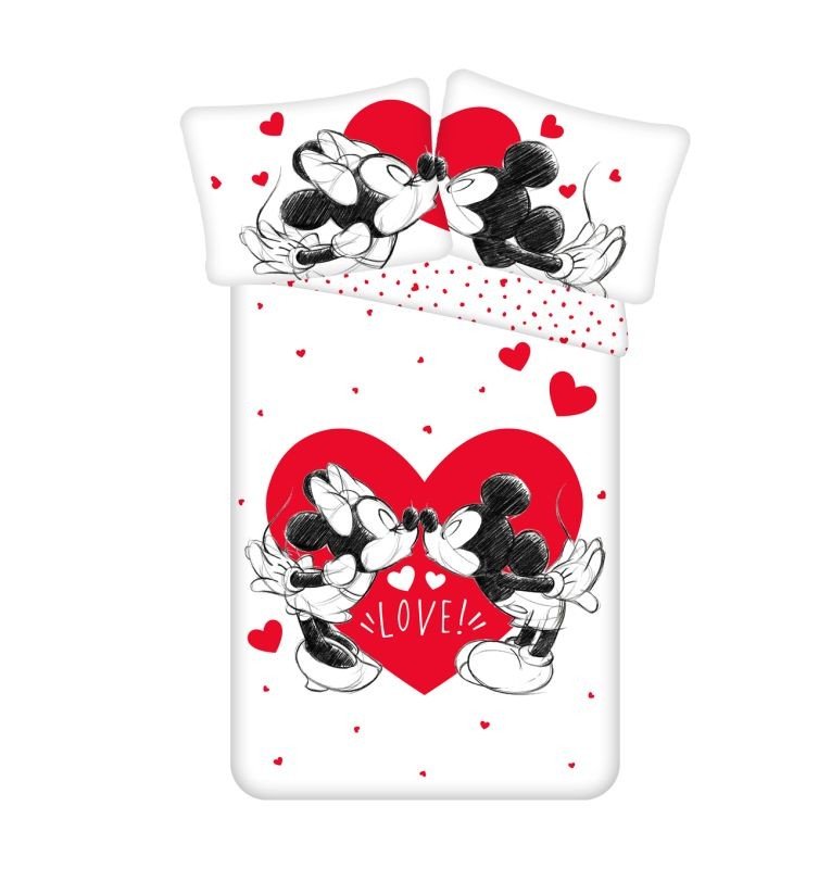 JERRY FABRICS Posteljina Mickey i Minnie Love 05 Pamuk, 140/200, 70/90 cm - Posteljina sa licencijom